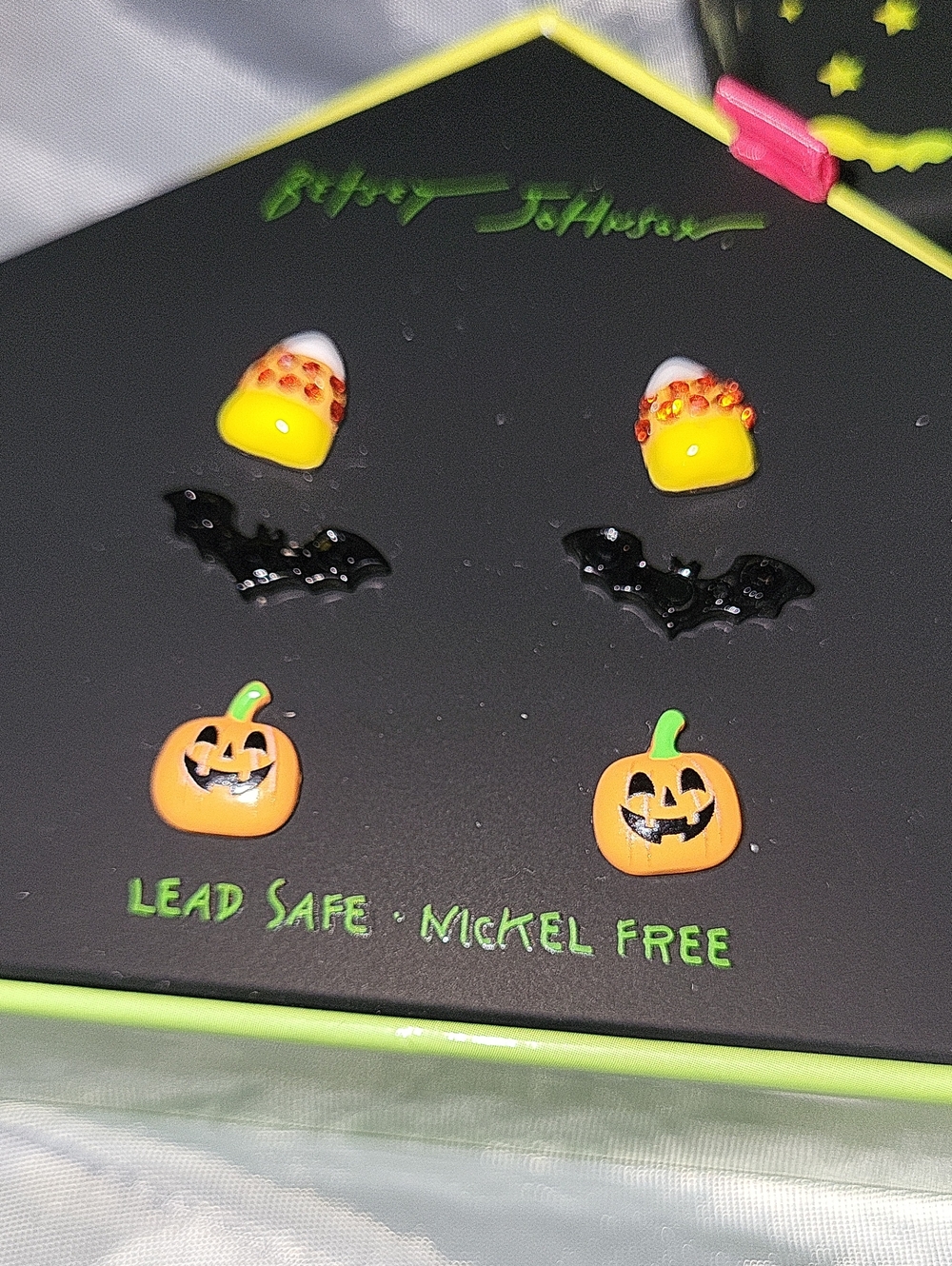 Betsey Johnson Halloween Stud Earring Set - Yellow, Black, Orange